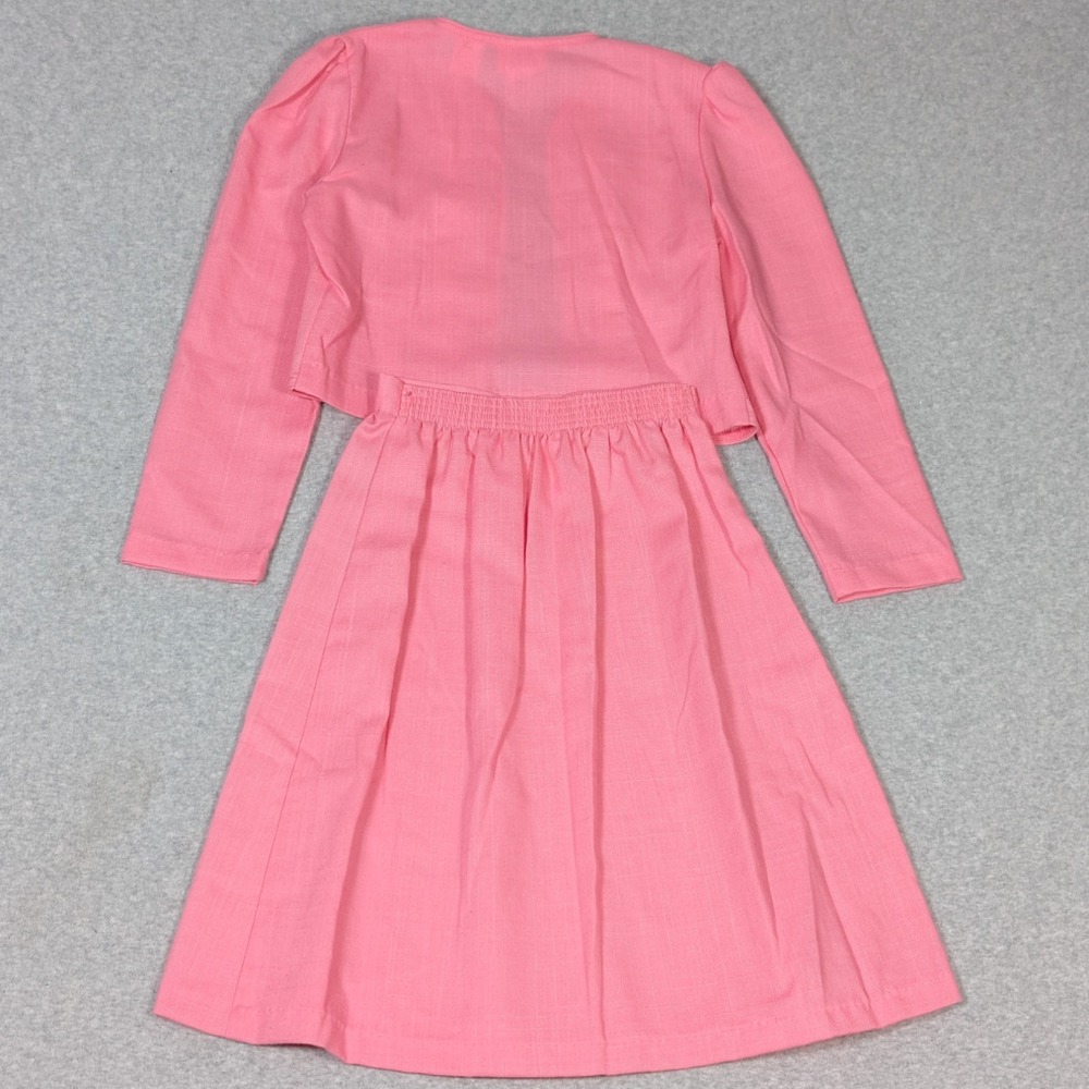 Vintage Girls Pleated Skirt Cardigan Jacket Set Size 10 Bright Pink New - Picture 2 of 13